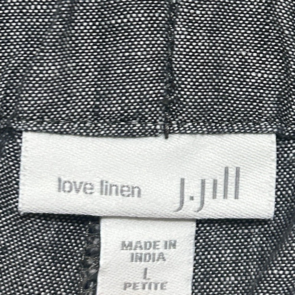 J. Jill Cropped Linen Pants Women L Grey Elastic Waist Boho Coastal Laganlook - Picture 9 of 12